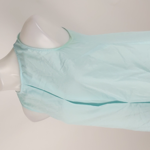 Cue Women's Top Size 6 Mint Green Sleeveless Round Neck Keyhole Button Gathered - Picture 6 of 16